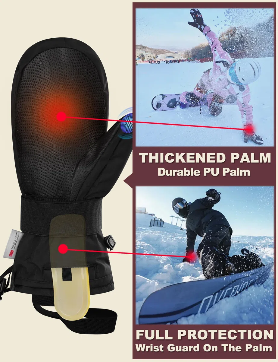 KUTOOK Guanti da Sci e Snowboard Uomo e Donna Guanti da Sci Guanti da Neve Guanti Invernali Touchscreen Impermeabili Antivento per Sport Outdoor