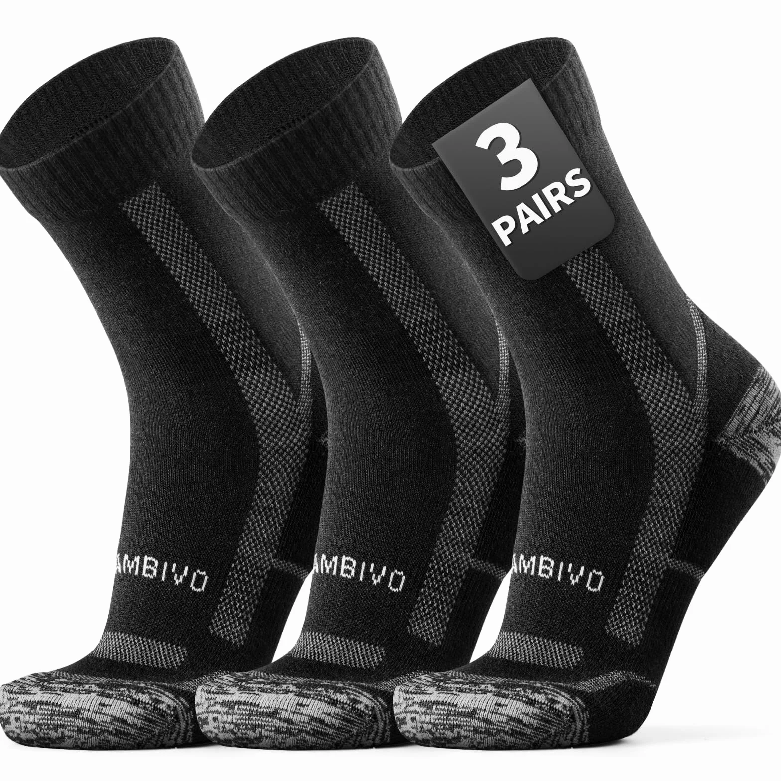 CAMBIVO Merino Calze Trekking Uomo Donna, Anti Vesciche Calze Sportive, Calze Spugna Traspiranti in Lana Merinos, Calzini per Escursionismo, Trail Running, Hiking, Montagna, Sports Ciclismo 2 o 3 Paia