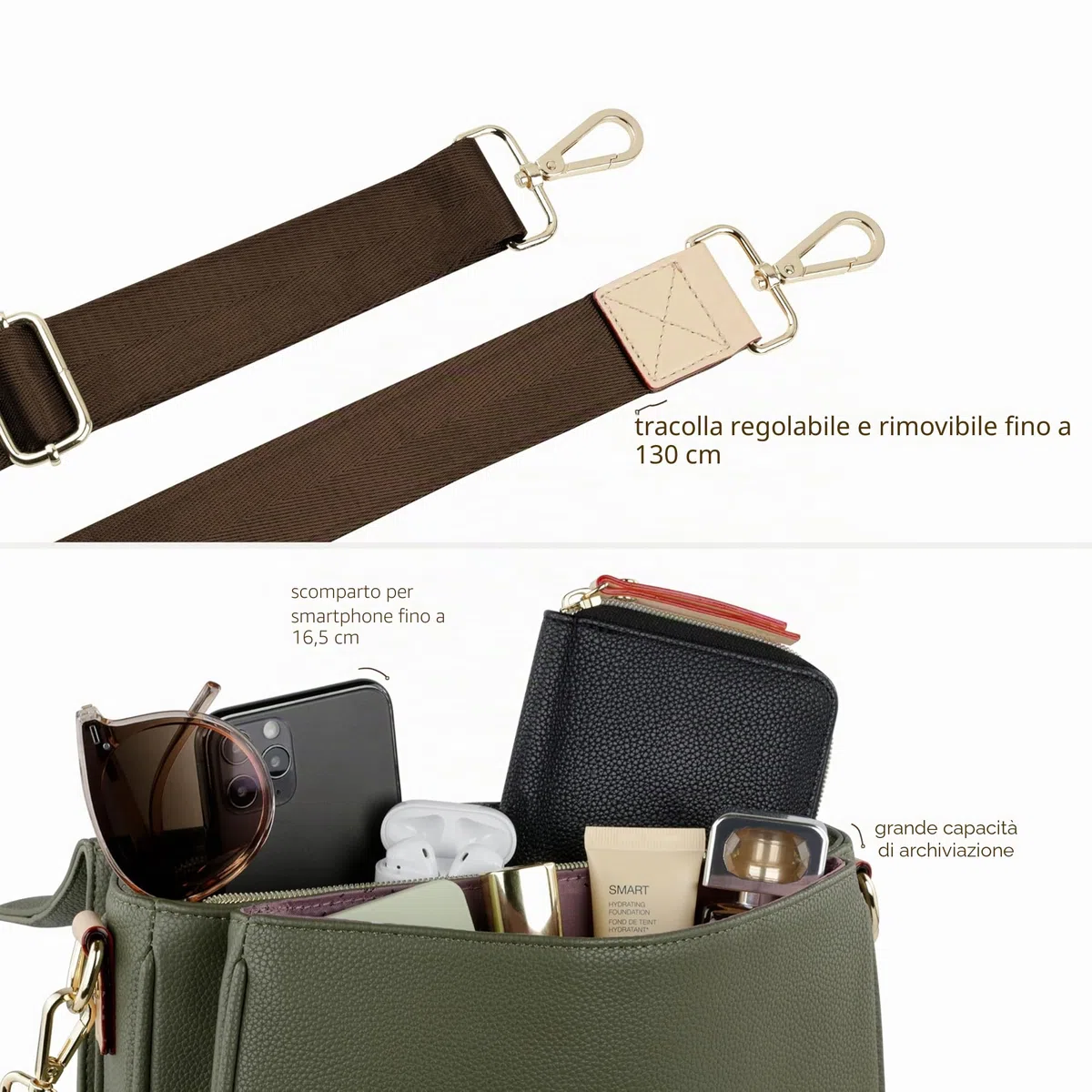 bugatti Ella Classic bag da donna, borsa a tracolla in ecopelle, borsa con manici