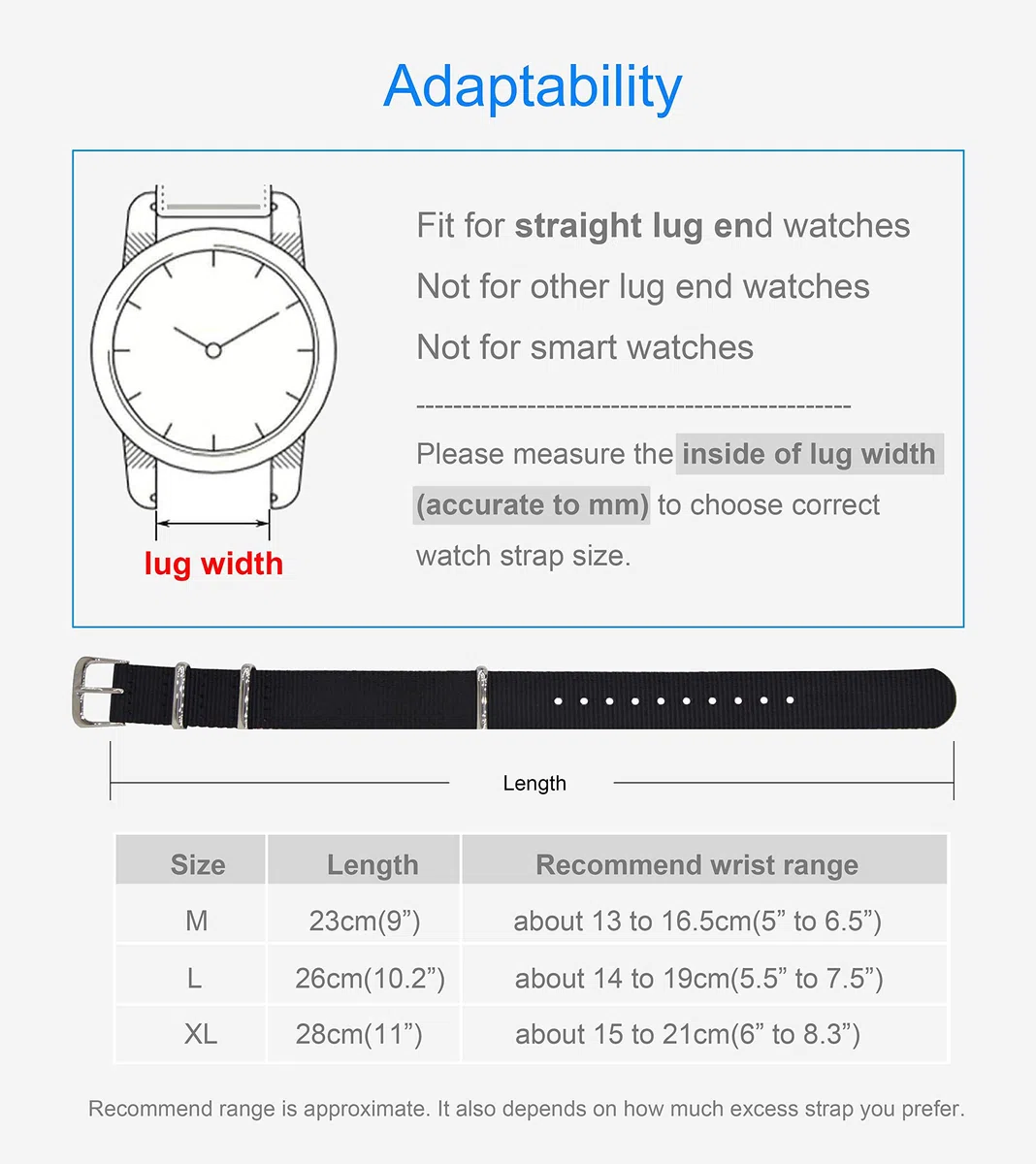 Cinturino Orologio Nylon Sottile Ricambio(10 12 13 14 15 16 17 18 19 20 21 22 23 24mm)