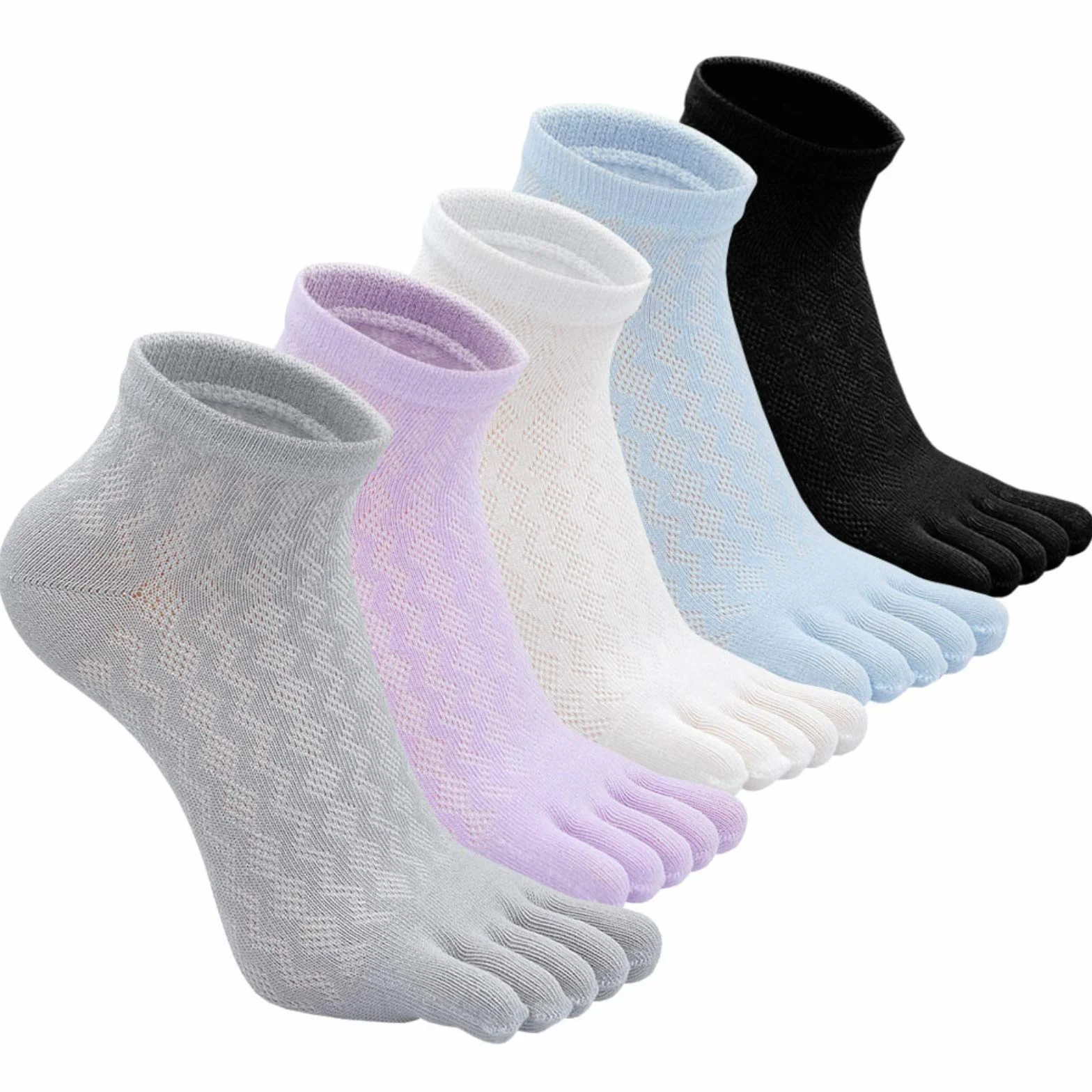 PUTUO Donna Calzini con Dita Separate, Classici Calze Sportivi Dita in Cotone da Donna, Alta Qualità, 5 paia