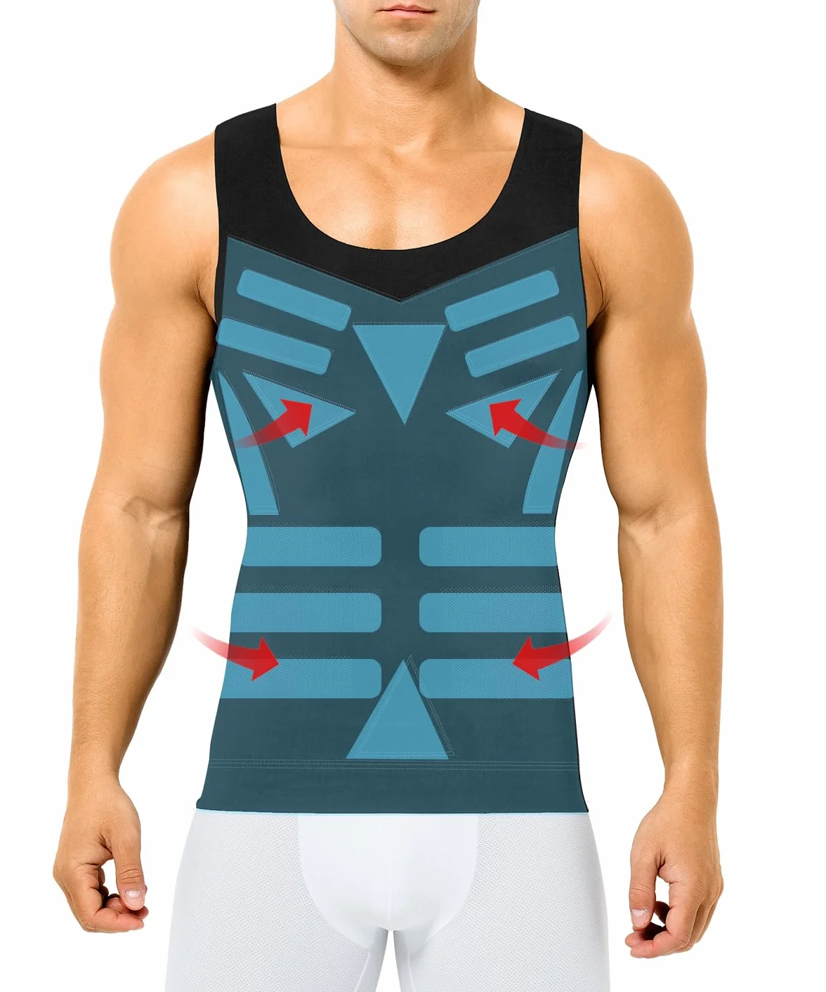 Casey Kevin Canotta Compressione Uomo Shapewear, Contenitiva Snellente, Maglia Intimo Fitness Dimagrante, Fascia Pancia Canottiera