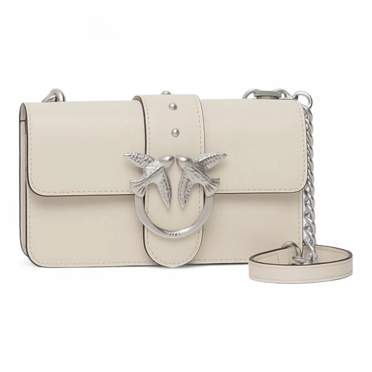 PINKO Love Mini shoulder bag, white and silver