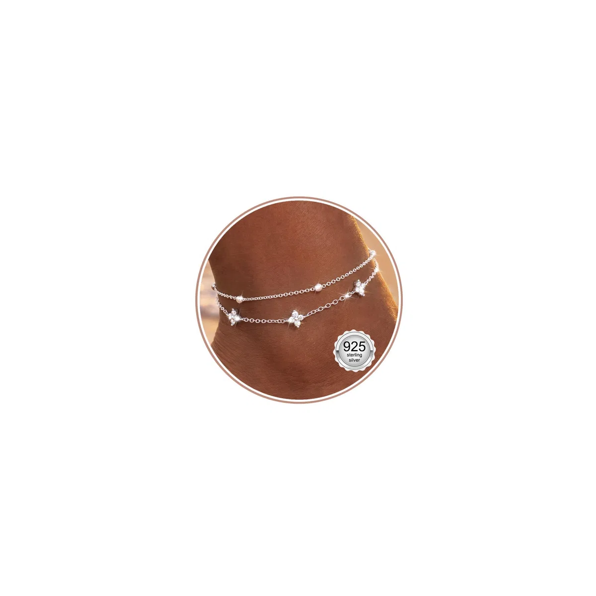 Chriscoco Cavigliera Donna Argento 925 Regolabile Cavigliera Argento 925 Cavigliere Farfalla Cuore CZ Doppio Impermeabili Cavigliere Spiaggia Gioielli per Donna Ragazza