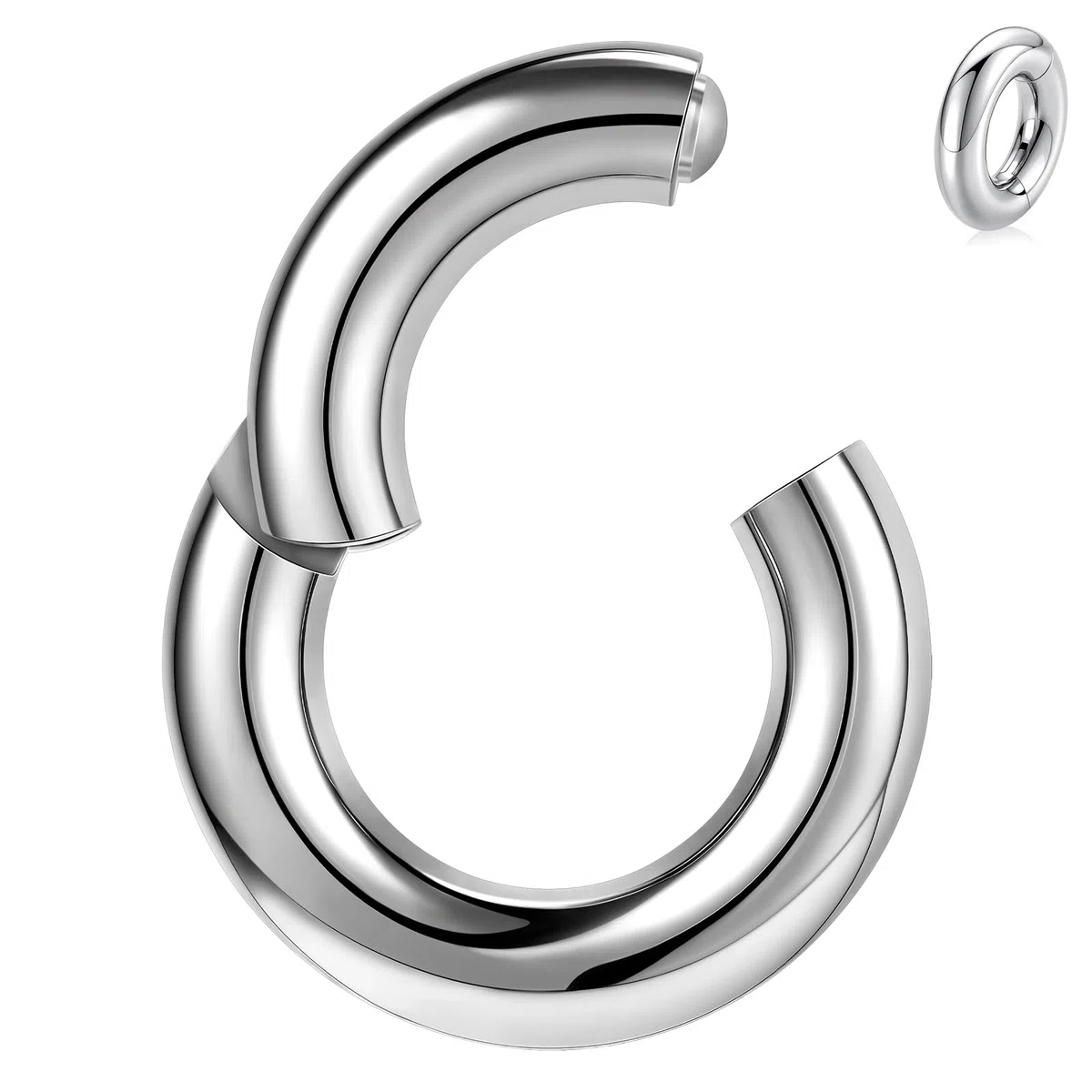 F136 Piercing nasale in titanio per setto nasale, 2G 4G 6G 8G 10G 12G Grande Clicker Piercing orecchio Helix cerchio, nero