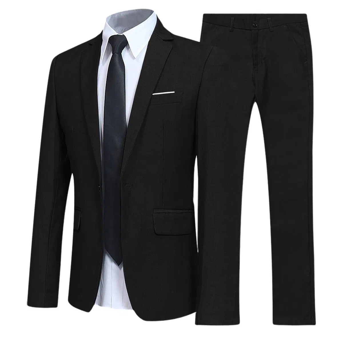 Tuta da uomo, 2 pezzi, slim fit, business, casual, smoking, moderno, blazer da matrimonio, comodo, con un bottone, giacca e pantaloni per il tempo libero, tinta unita, casual, streetwear