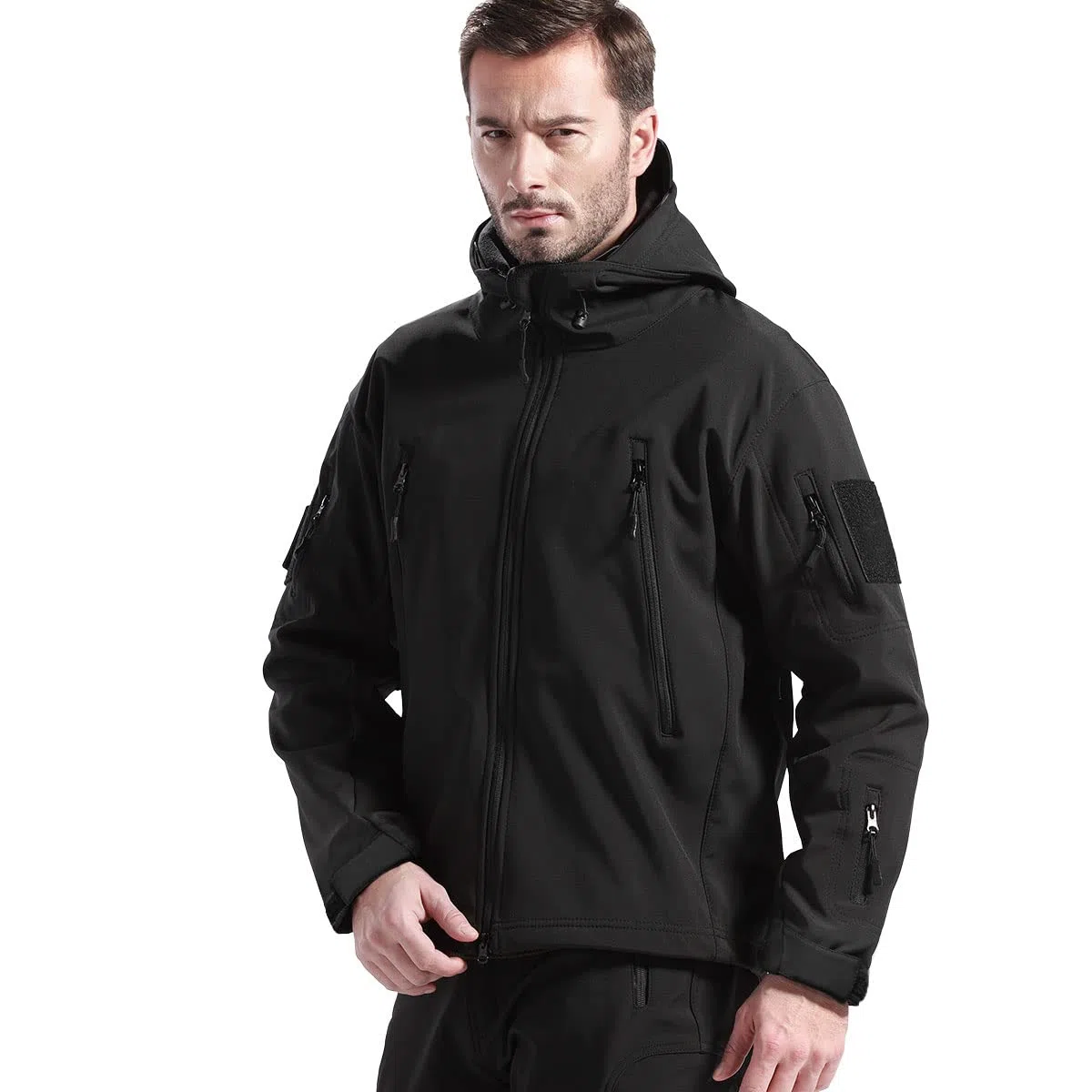 FREE SOLDIER Giacca Softshell Giacche Militari Softshell da Uomo Fodera in Pile da Esterno Giacca Antivento Impermeabile con Cappuccio Giacche tattiche Calde Multitasche per Escursioni di Caccia Uomo