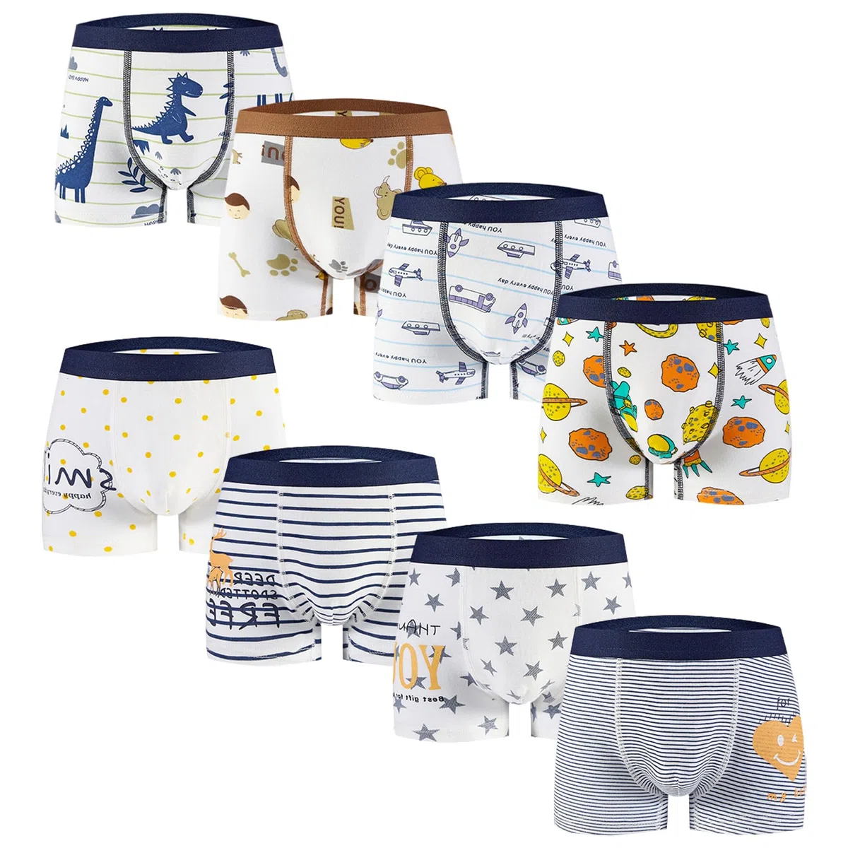 Boxer da Ragazzi Biancheria Intima Cotton Boy Bambini dai 3-13 Anni Morbide Mutandine da Ragazzo Traspiranti 8 Pezzi