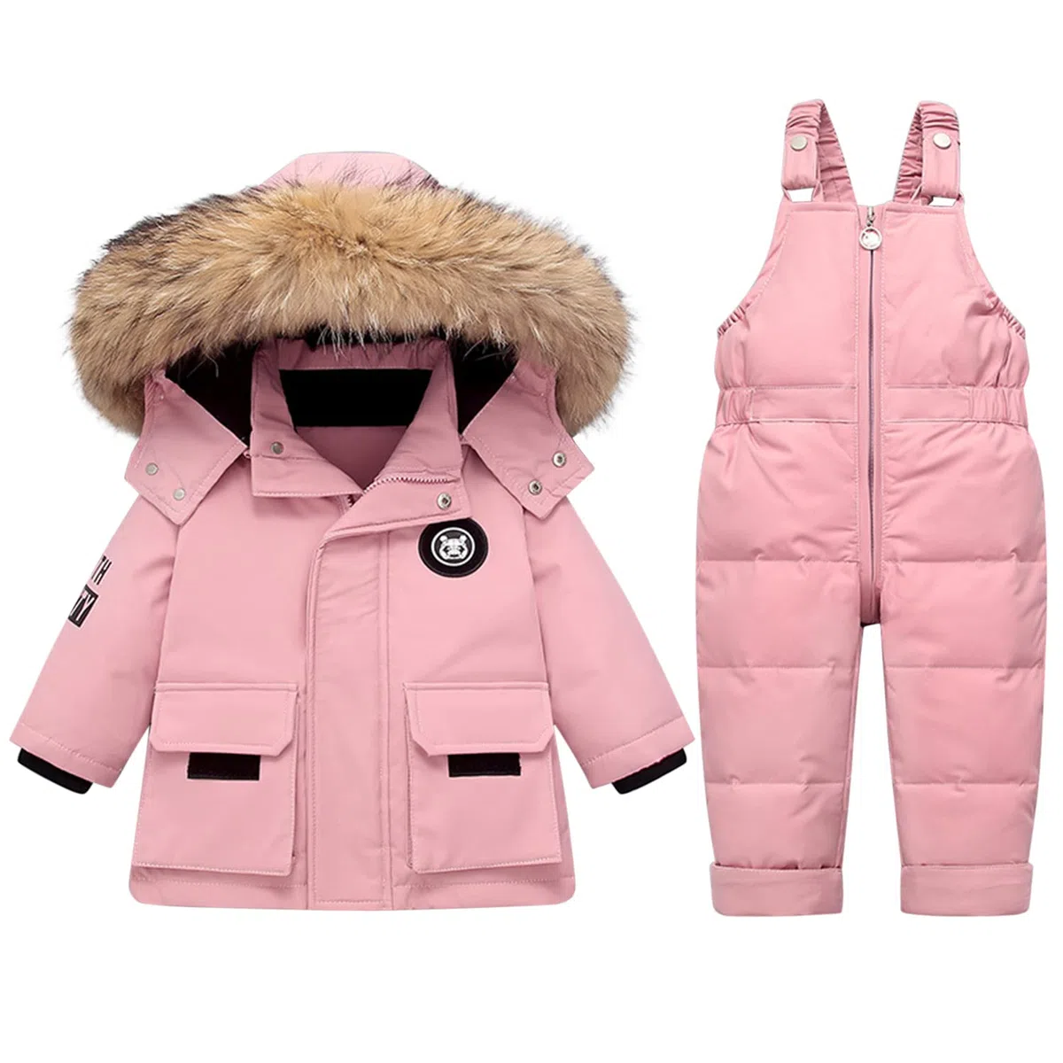 Tuta da neve invernale per bambini e bambine, con cappuccio, giacca e pantaloni da neve, set da 2 pezzi
