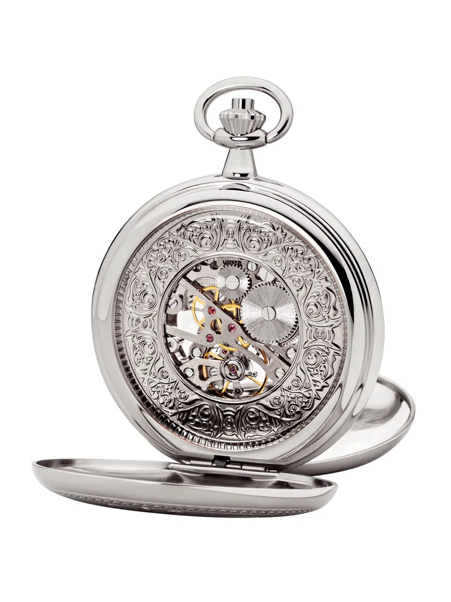 REGENT Orologio da taschino da uomo Savonnette scheletro 51 MM meccanico a carica manuale numeri romani in diverse varianti