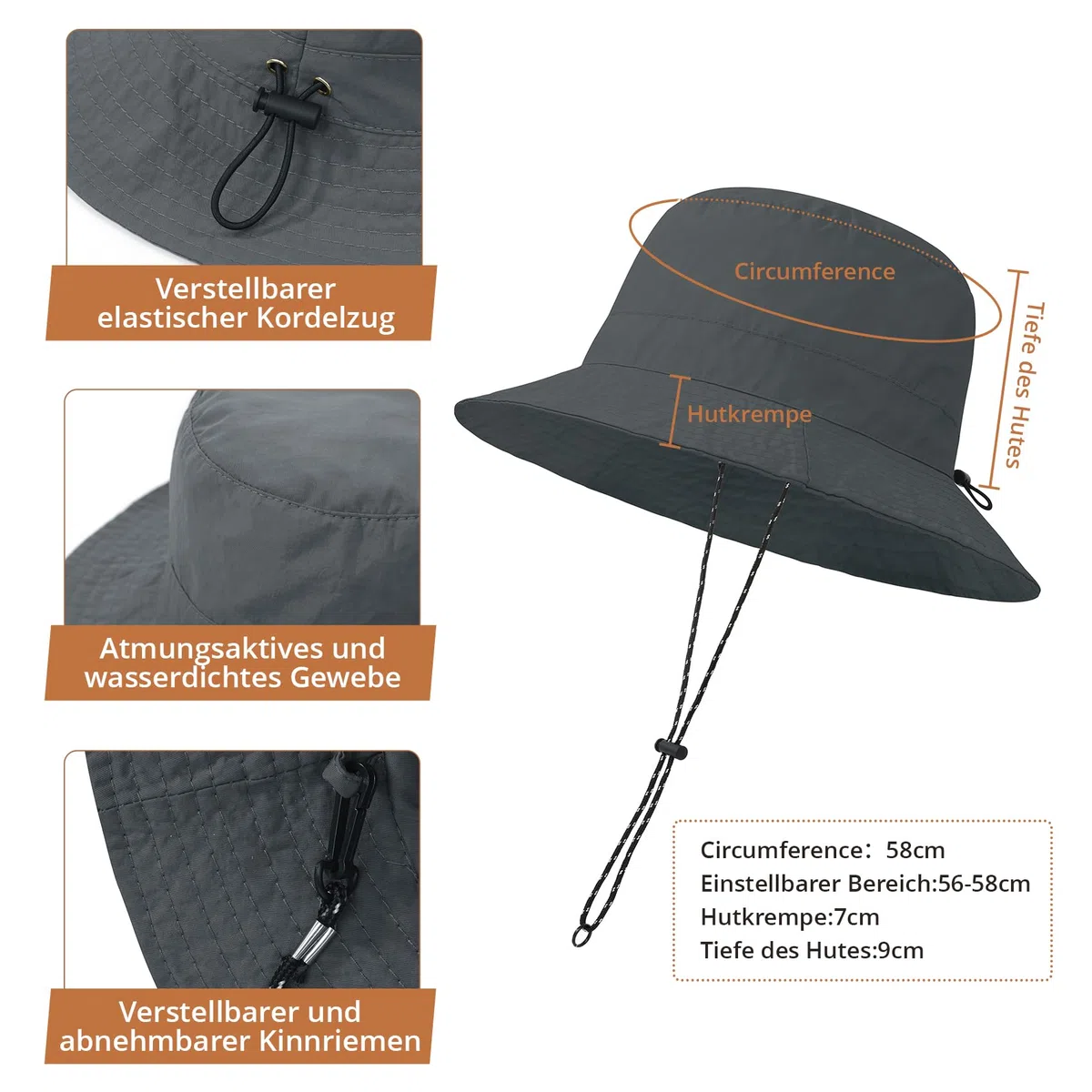 Durio Cappello da pioggia da donna, impermeabile, cappello da pescatore, cappello da pescatore, cappello da sole da donna, pieghevole, portatile, cappello estivo