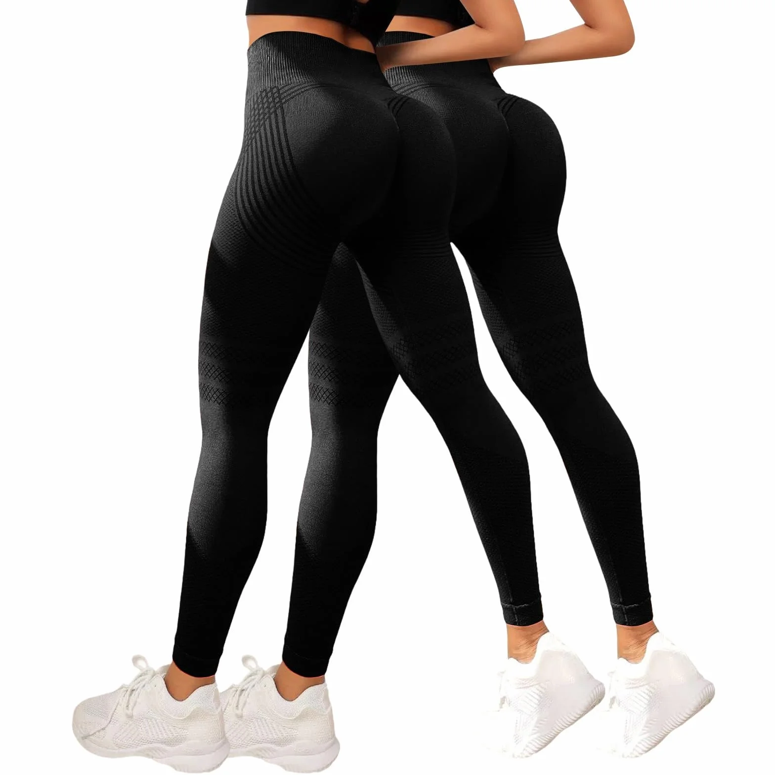 Generico Leggins 3D Anticellulite Original, Lipedema Leggings Push Up Sculpture a Compressione Graduata Leggins Sportivi Donna Leggings a Compressione 2PCS