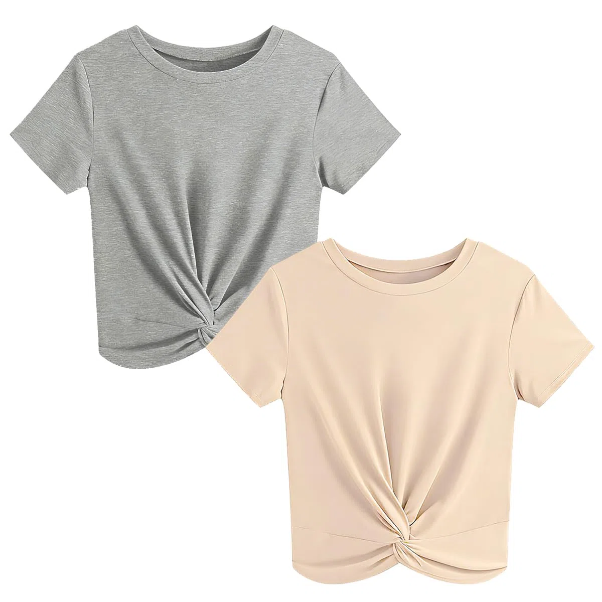 T-Shirt Bambine e Ragazze Twist Front Maglietta Estiva Bambine Magliette Girocollo Ragazza Maniche Corte Bambina Top 8-15 Anni