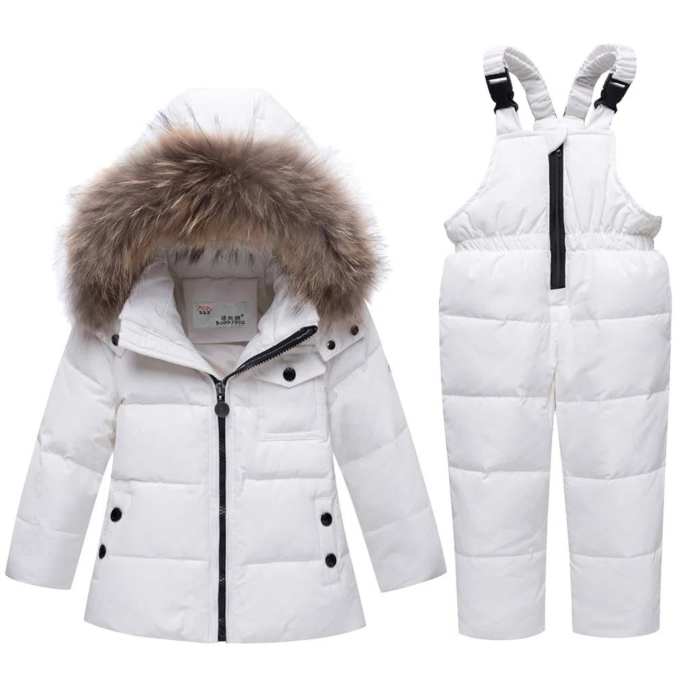 Snowsuit da Unisex Bambini Tuta da Sci Piumino Trapuntato + Salopette 2 Pezzi Tutone Inverno 4-13 Anni