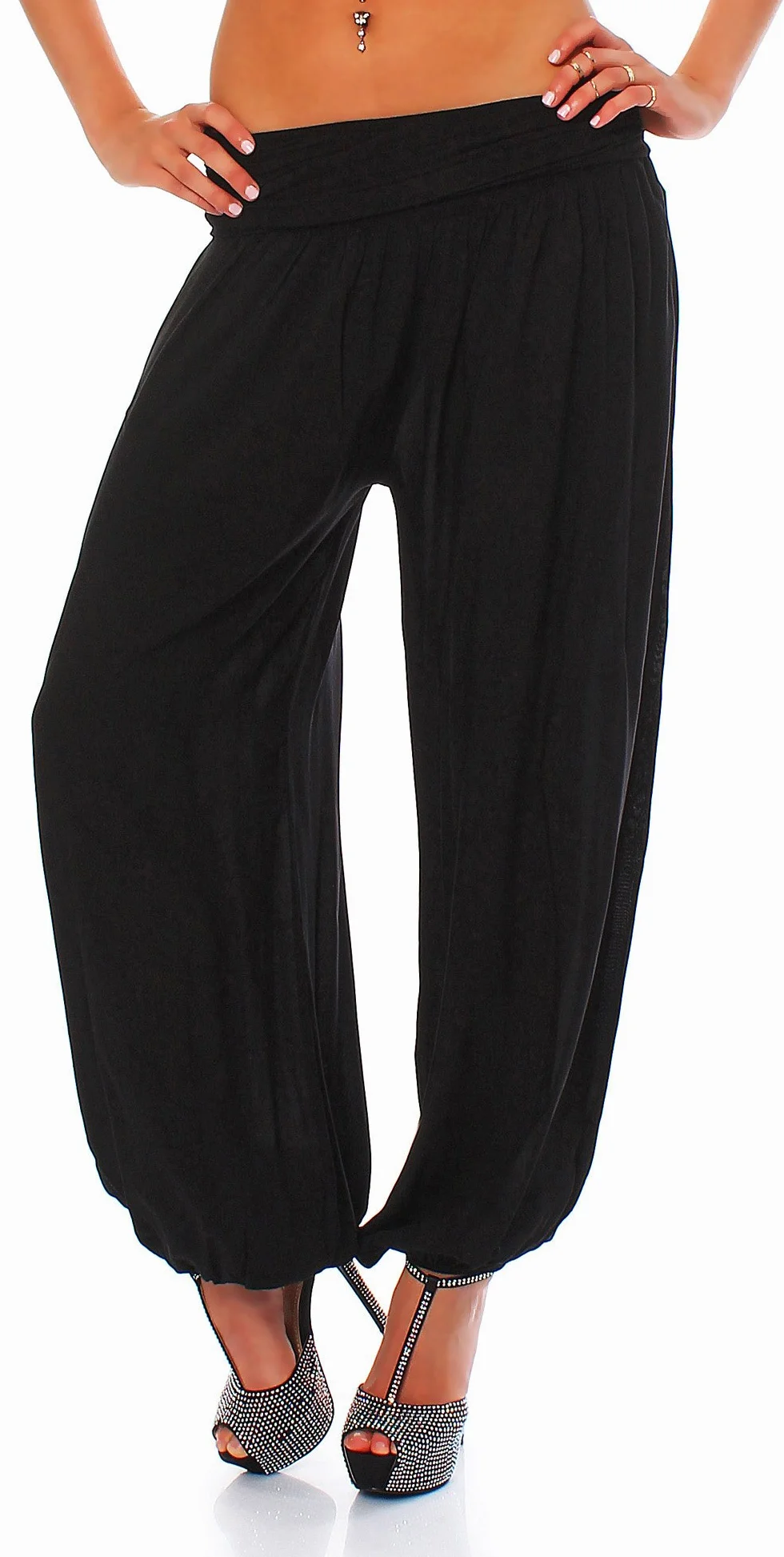 Malito Pantaloni alla Zuava Aladin Harem Pantaloni Boyfriend Sbuffo Pump Baggy Yoga 1482 Donna Taglia Unica