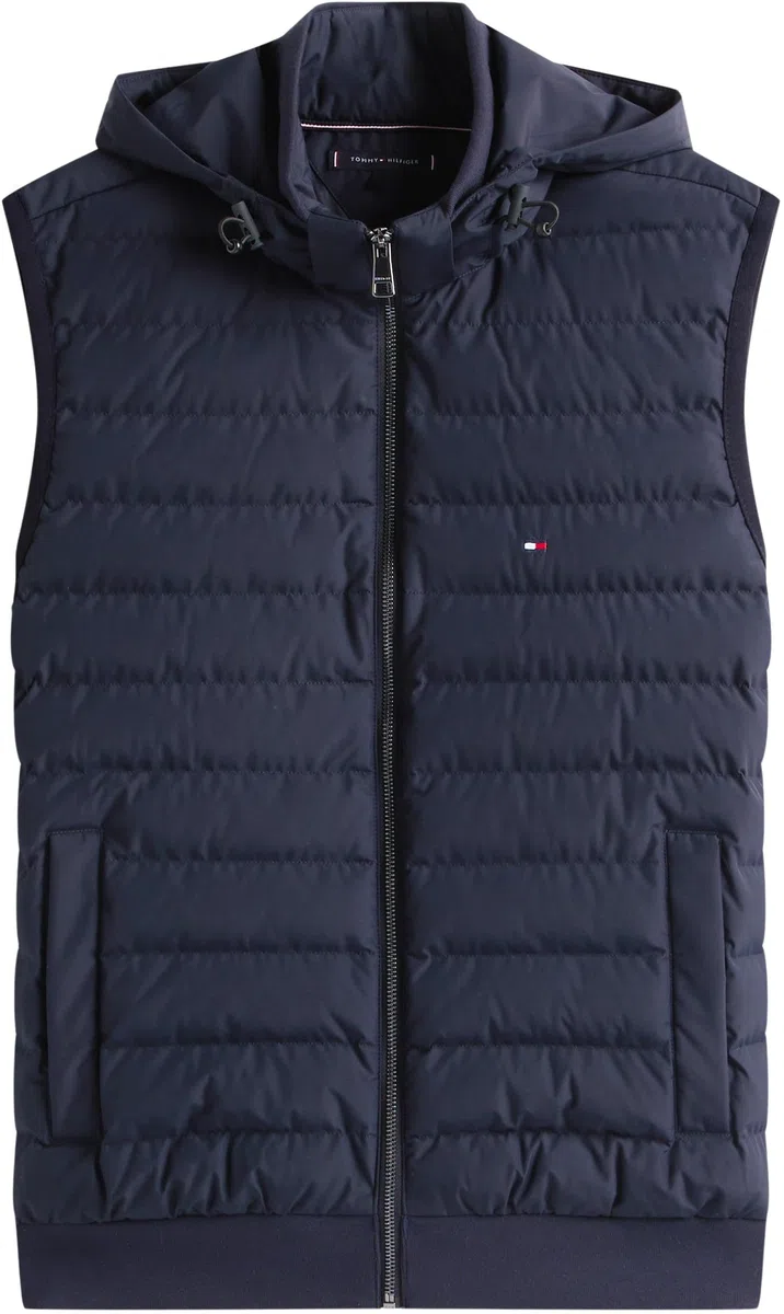 Tommy Hilfiger Uomo Gilet Mix Media Gilet con Colletto alla Coreana