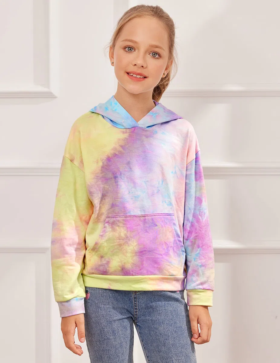 Arshiner Ragazza Felpe con Cappuccio Batik Felpa a Maniche Lunghe Moda Casual Primavera Slim Fit Felpa con Cappuccio per Ragazze
