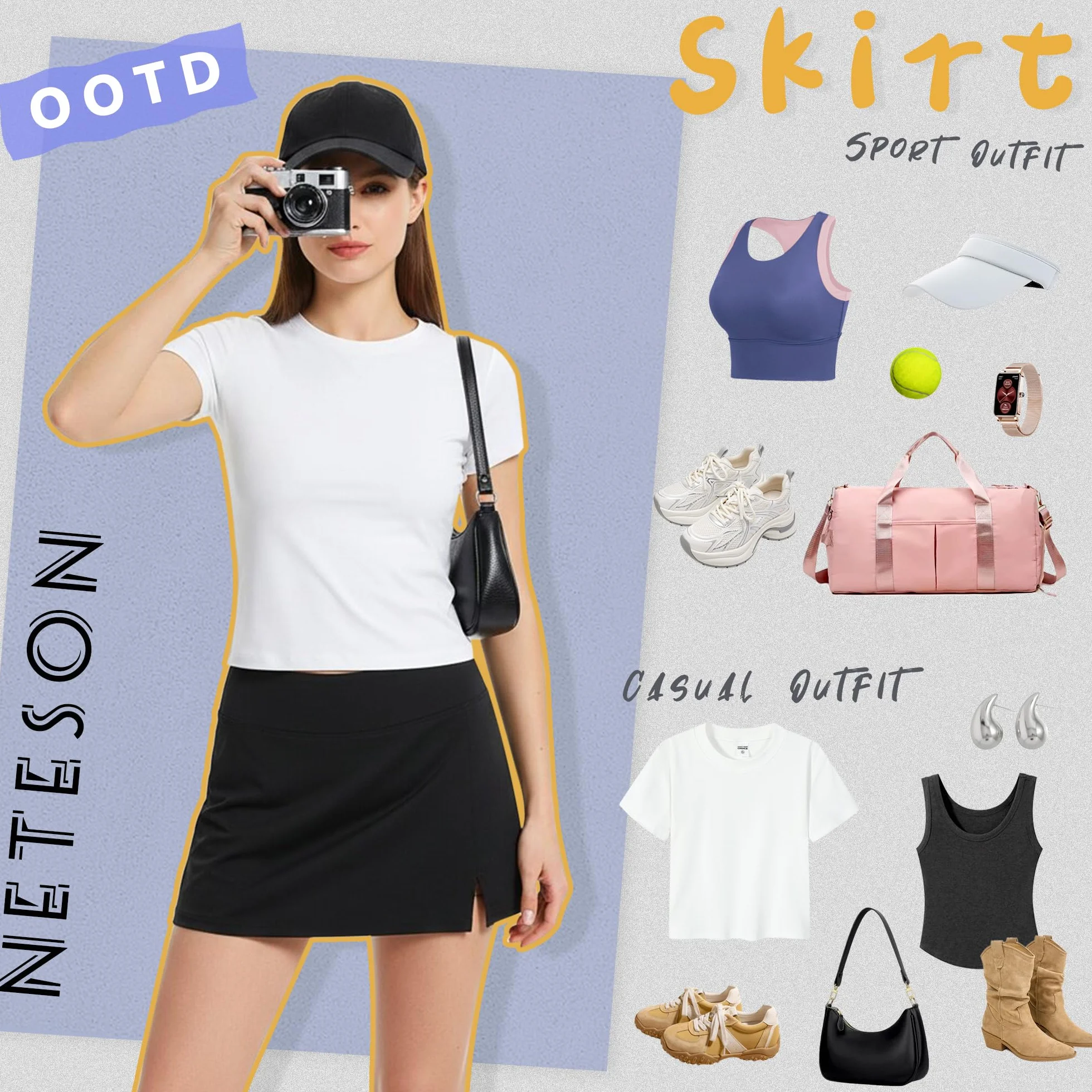 Gonna Tennis Donna con Pantaloncino Vita Alta Gonna Sportiva Corta con Tasche per Corsa Yoga Golf Escursionismo