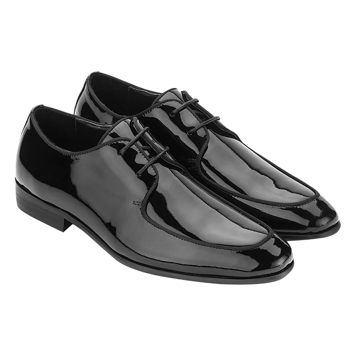 Bottega del Sarto Scarpa Derby da Smoking in Pelle Verniciata Nera con Suola in Cuoio Sartoriale