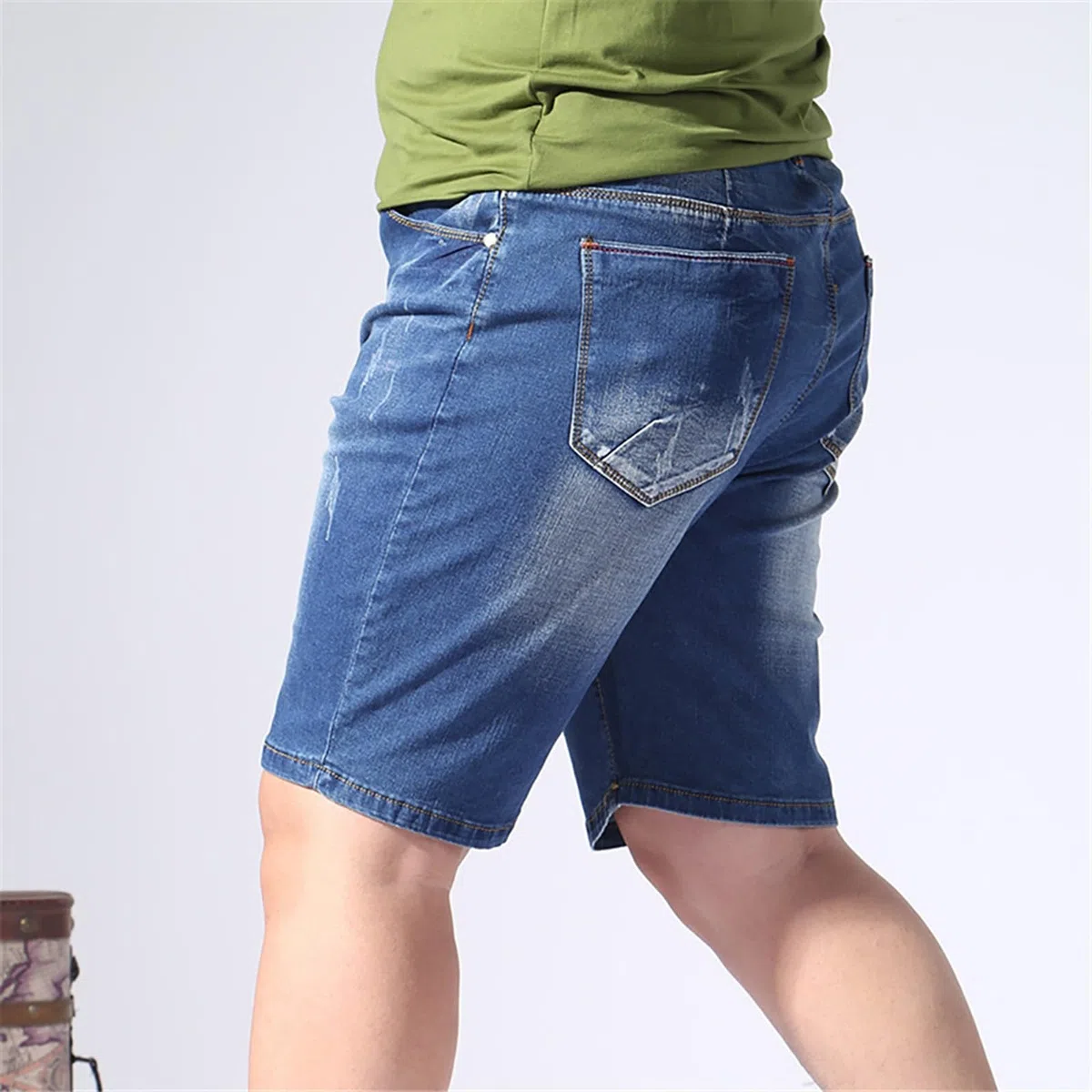 Jeans da uomo, estivi, casual, con elastico in vita, coulisse e tasche, pantaloni cargo oversize, pantaloni corti da allenamento, pantaloncini sportivi