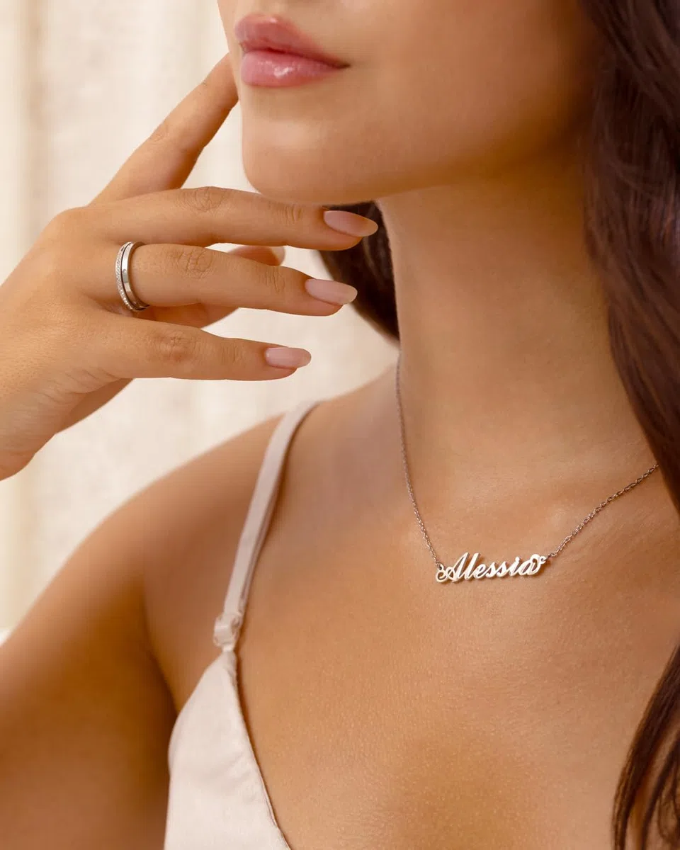 Collana con nome personalizzata in acciaio inossidabile, idea regalo donna compleanno, laurea, catenina argento ragazza