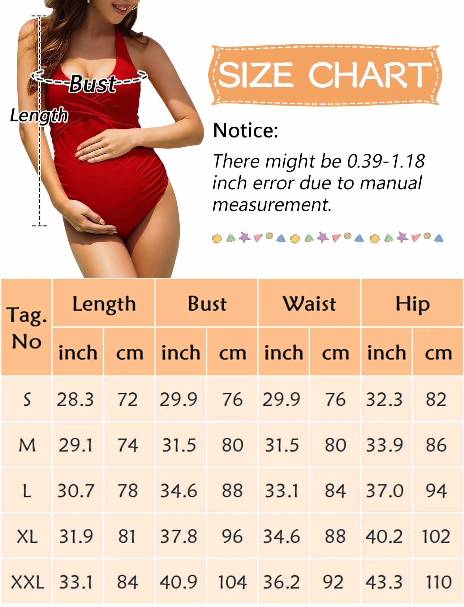 FEOYA Costume da Bagno Premaman Un Pezzo Pregancy Anteriore Croce Bikini Mare Spiaggia con Spalline Adjuatable per la Gravidanza S-XXL