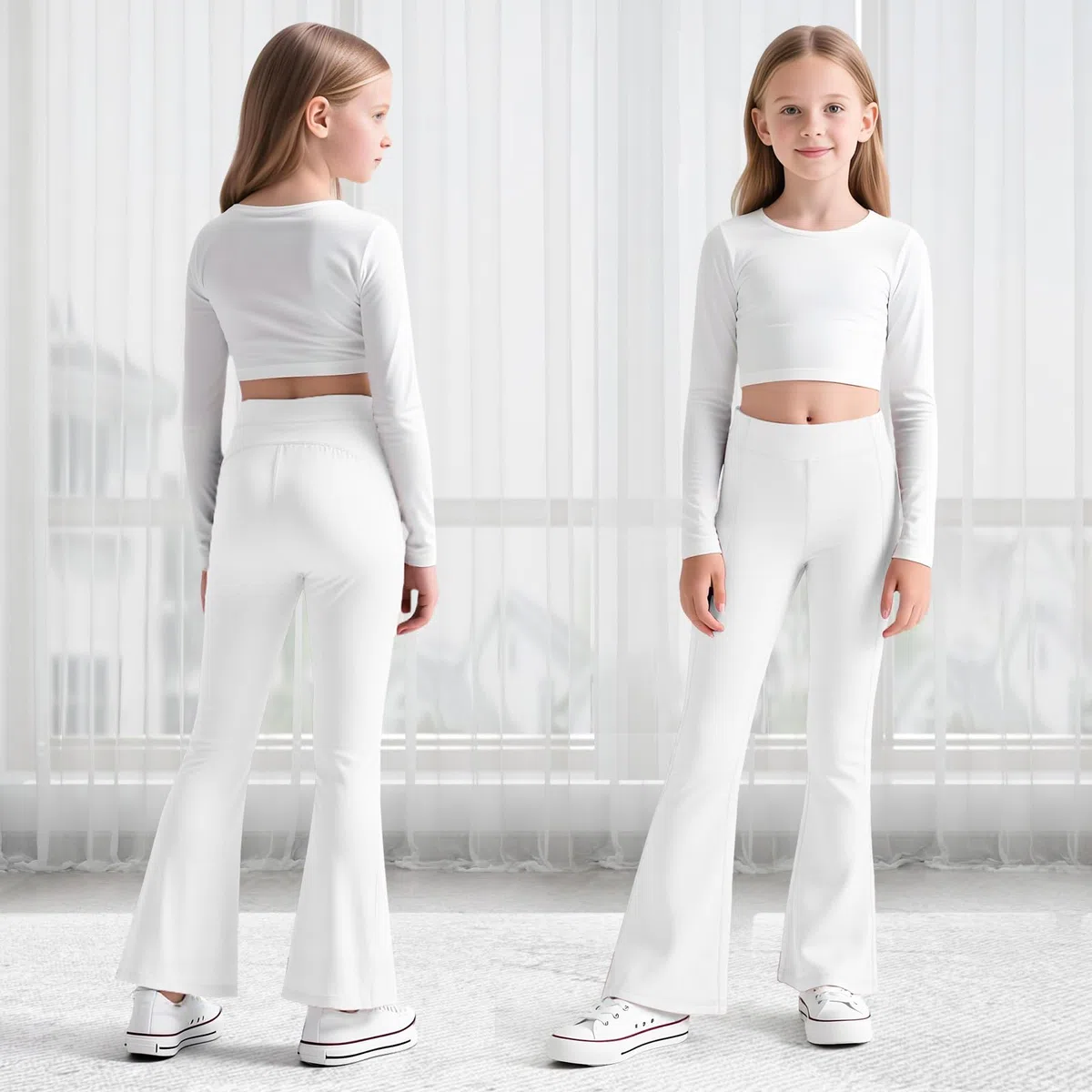 JinBei Flared Leggings per Bambina Elasticizzati Legging Vita Alta Bootcut Bambini Comodi Lunghi Pantaloni Svasati Fodera Spazzolata Abbigliamento Ragazza per Danza Sportivi Casual, 5-14 Anni
