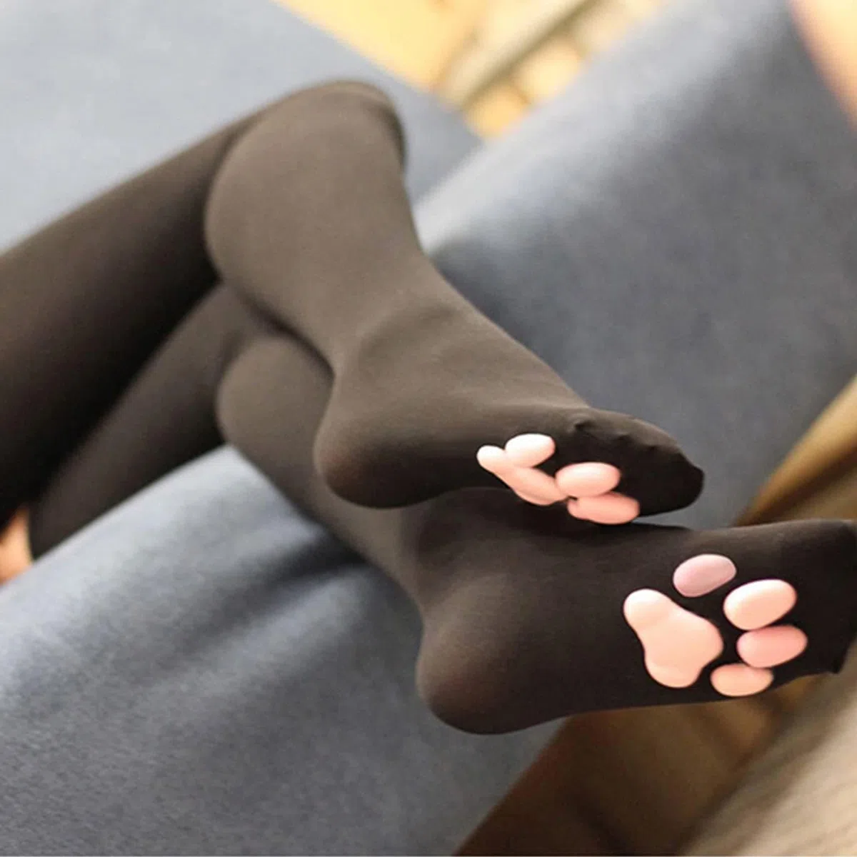 Calze alte alla coscia, calze rosa con artigli di gattino 3D Calzini con zampa di gatto carino per ragazze Donne Cat Cosplay