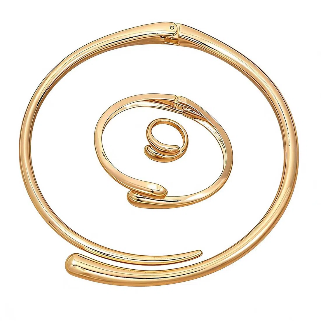 Cubahop Geometrico Metallo Choker Collane Braccialetto Anelli Set Smooth Collana Catena Gioielli Regolabili per le Donne