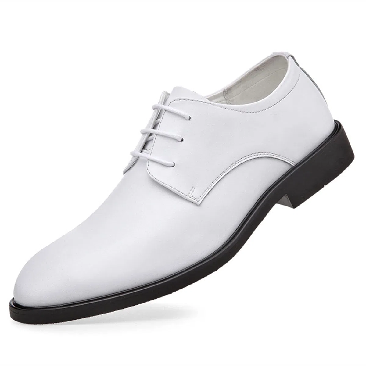 LEWGEL Scarpe Eleganti da Cerimonia per Uomo Derby Stringate in Vera Pelle Punta Tonda Antiscivolo Tacco a Blocchi Suola in Gomma per Party