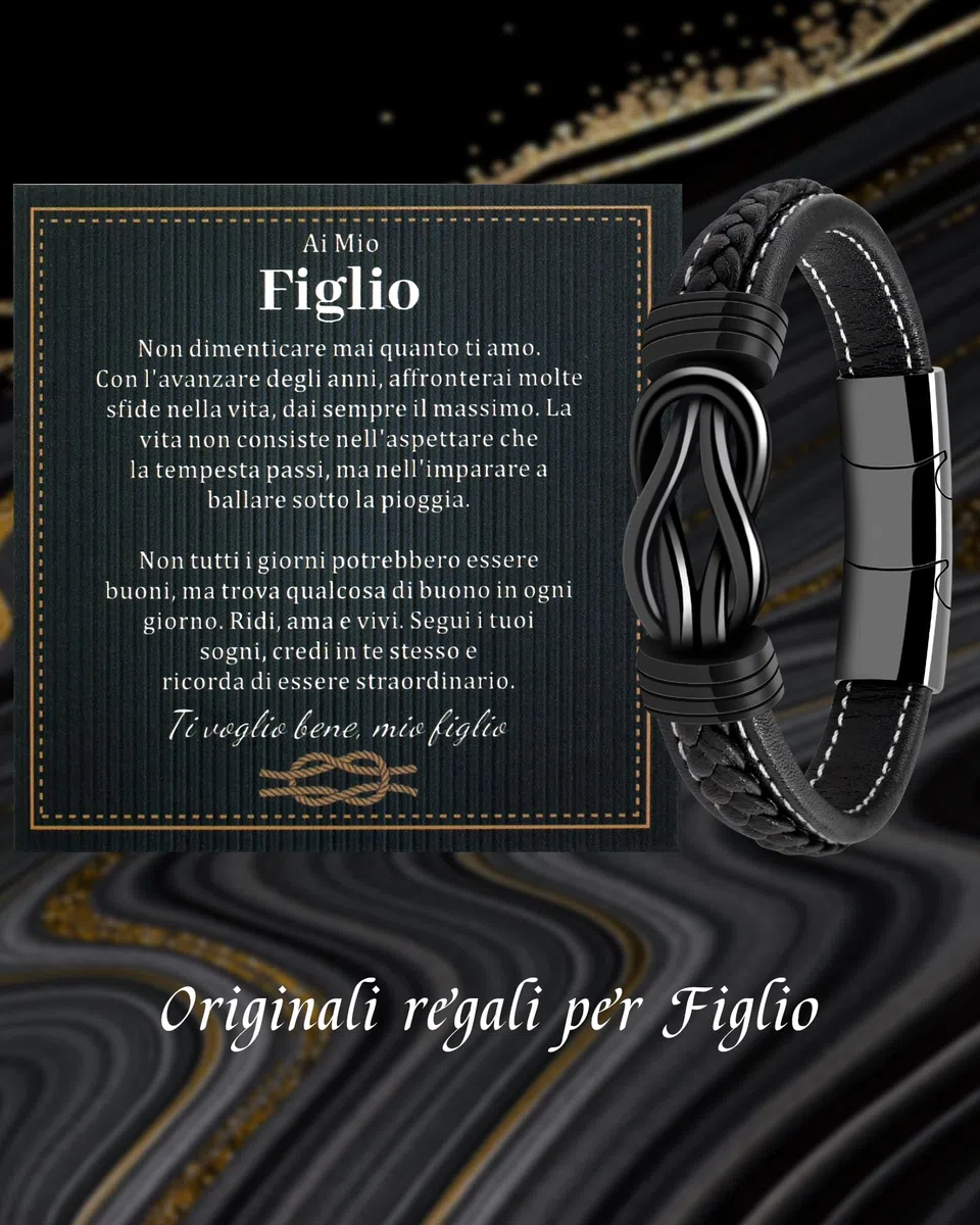 VGWON Bracciale a Mio Figlio, Bracciale Mamma e Figlio, Regali Figlio, Bracciale infinito Uomo In Pelle Per Figlio, Regali Compleanno Natale Per Figlio, Ispirazionali Regali Per Ragazzi Adolescenti