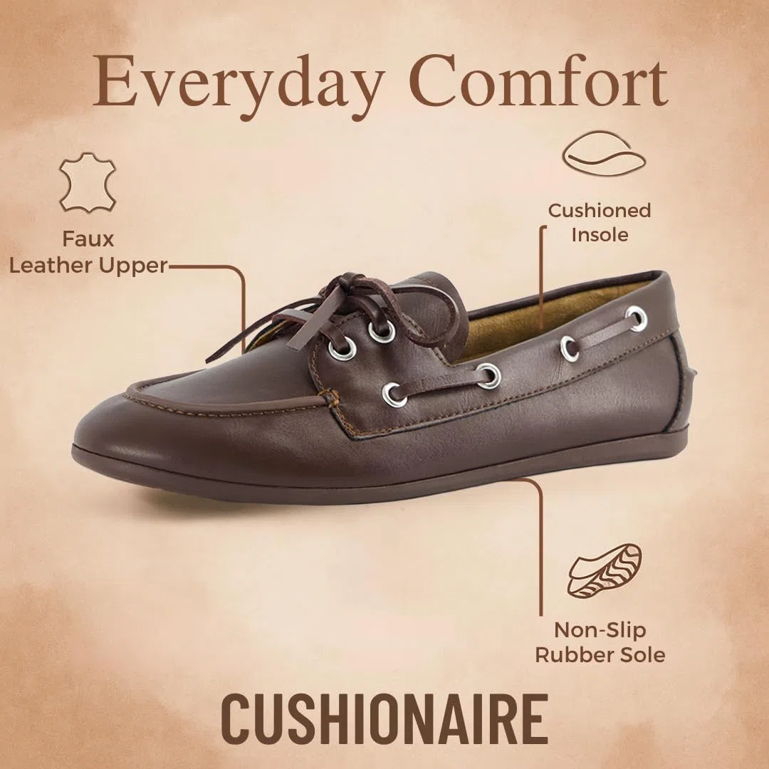 CUSHIONAIRE Anchor - Scarpe da Nautico Leggere da Donna, Mocassini Senza Lacci con Motivo Nautico, Larghezza Disponibile
