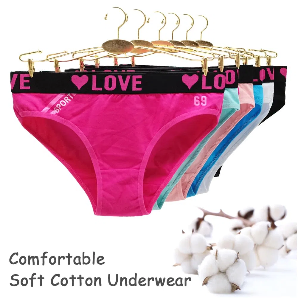 Slip da Ragazza Confezione da 6 Slip Alti Elasticizzati Slip Comfort Slip da Indossare Ogni Giorno con Slip Cintura Sportiva per Ragazze e Donne 8-18 Anni