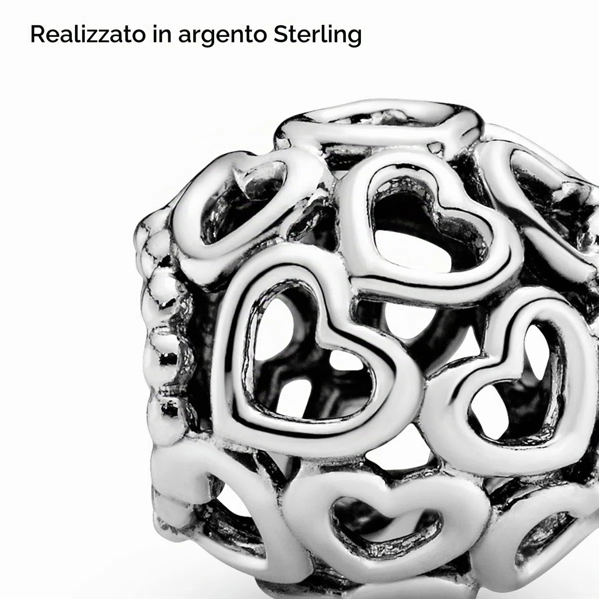 PANDORA - Charm cuori con lavorazione openwork
