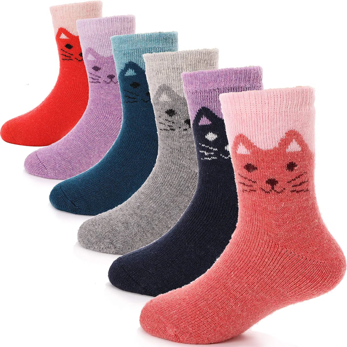 ANTSANG Calze da Trekking in Lana Merino per Bambini Neonati Ragazzi Ragazze Calde Spesse Termiche Crew da Stivale Pesanti Confortevoli Regalo 6 Paia
