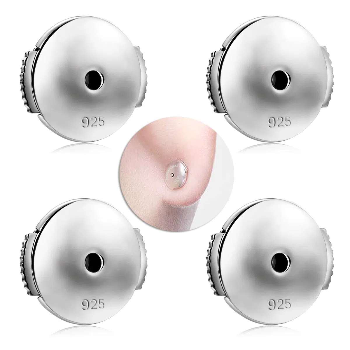 Ferma Orecchini Argento 925, Senza Nichel, Ipoallergenico, Adatto Per La Maggior Parte Degli Orecchini, 8MM*9MM, 2 Paia
