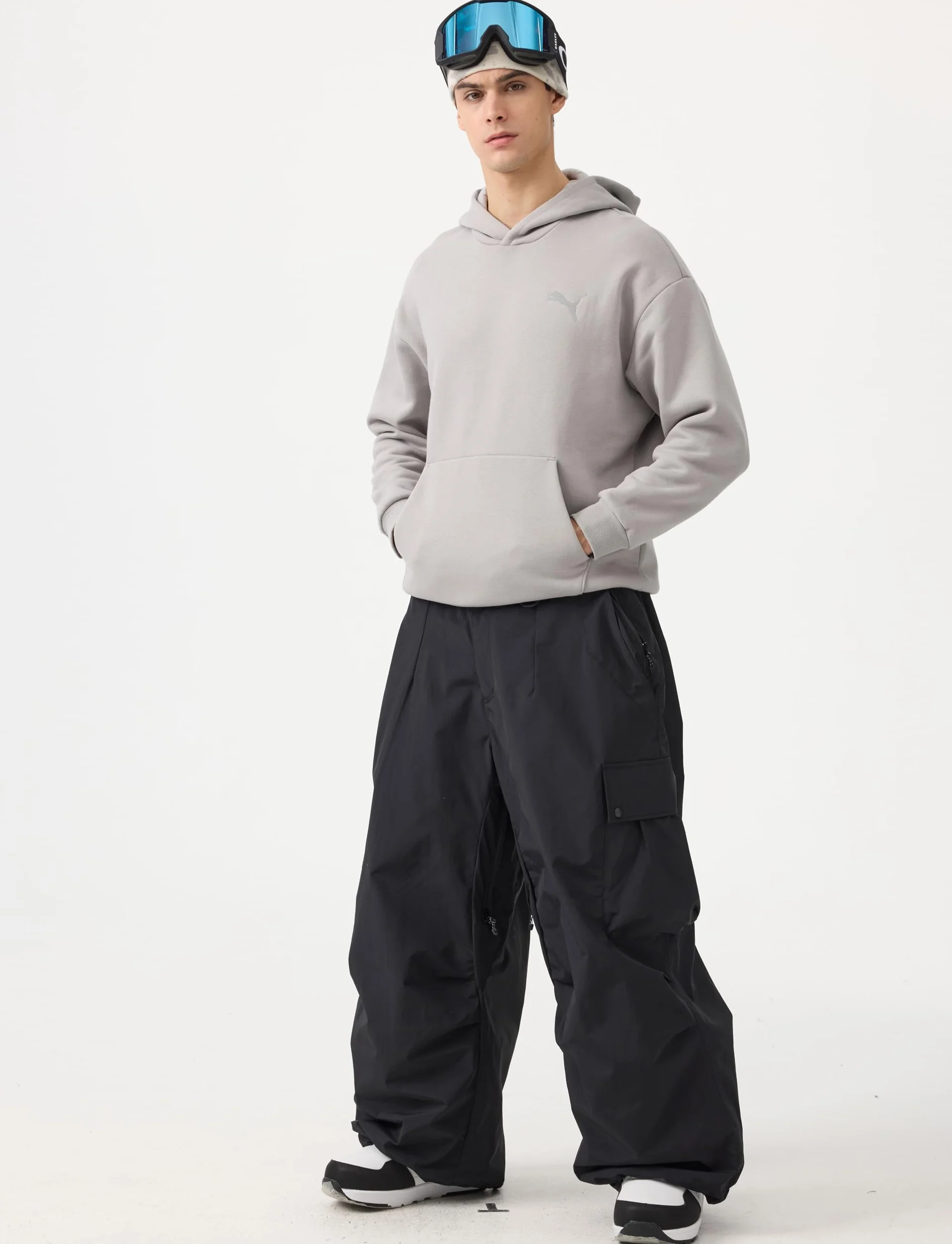 GSOU SNOW Uomo Donna Pantaloni da Sci Baggy Pantaloni da Snowboard Larghi - Multitasche Impermeabile Antivento Traspirante Calda
