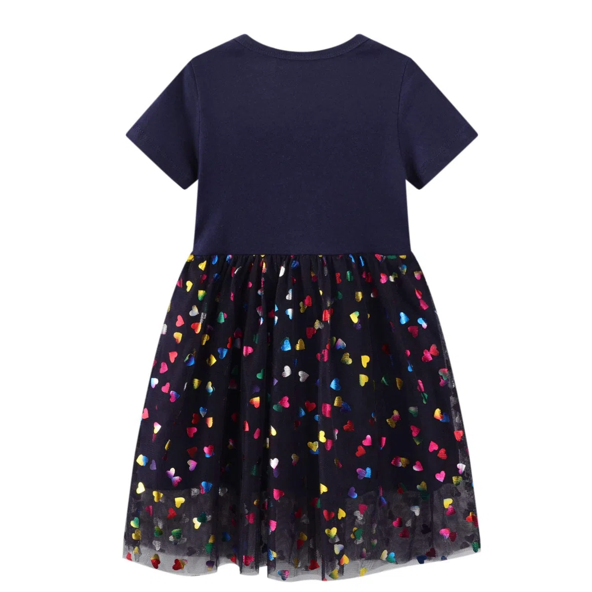 Vestito Bambina Abiti Ragazza Paillettes Ricamo Cotone Tulle Striscia Floral Belle Estivi Manica Corta T-Shirt Abito Bimba 2-7 Anni