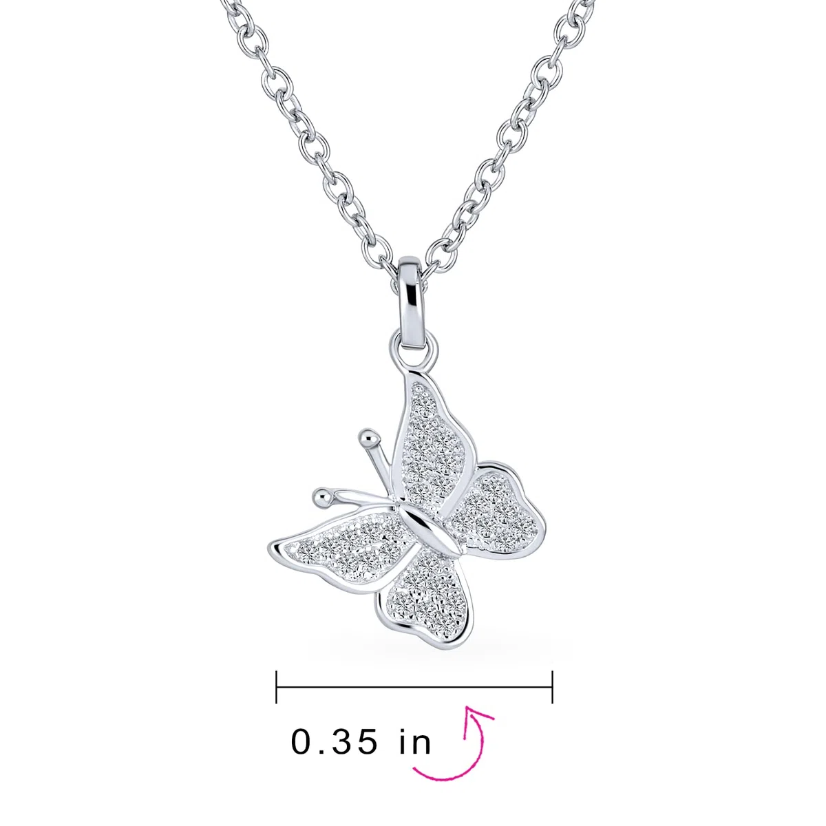 Bling Jewelry .925 Argento Clear Cubic Zirconia Micro Pave Farfalla Collana Per Donne