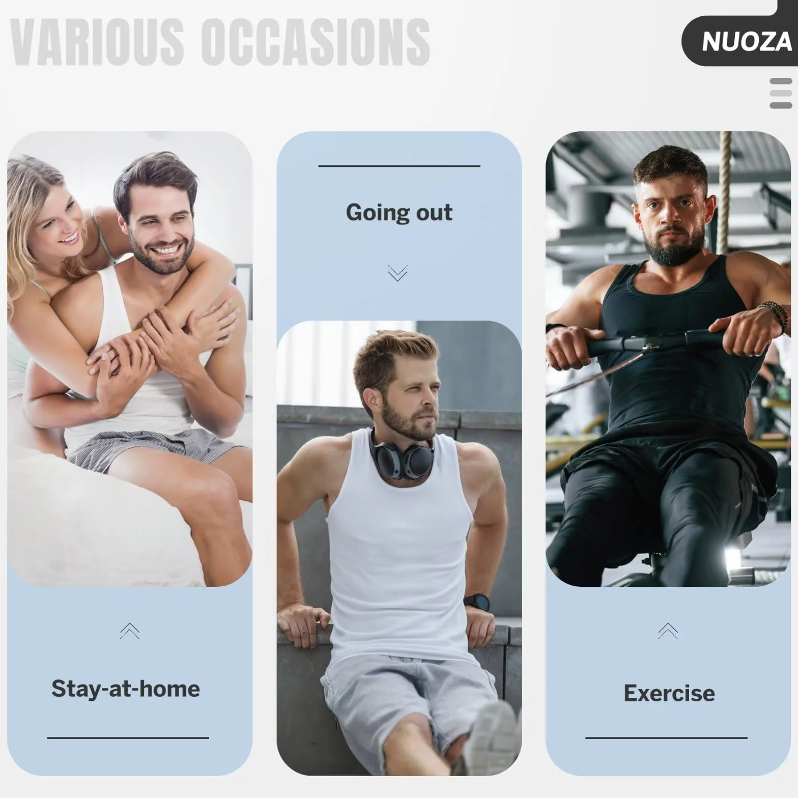 NUOZA Canottiera (Pacco da 5/3) Uomo 100% Cotone Canottiera Nero Bianco Grigio Marino Oliva S-5XL