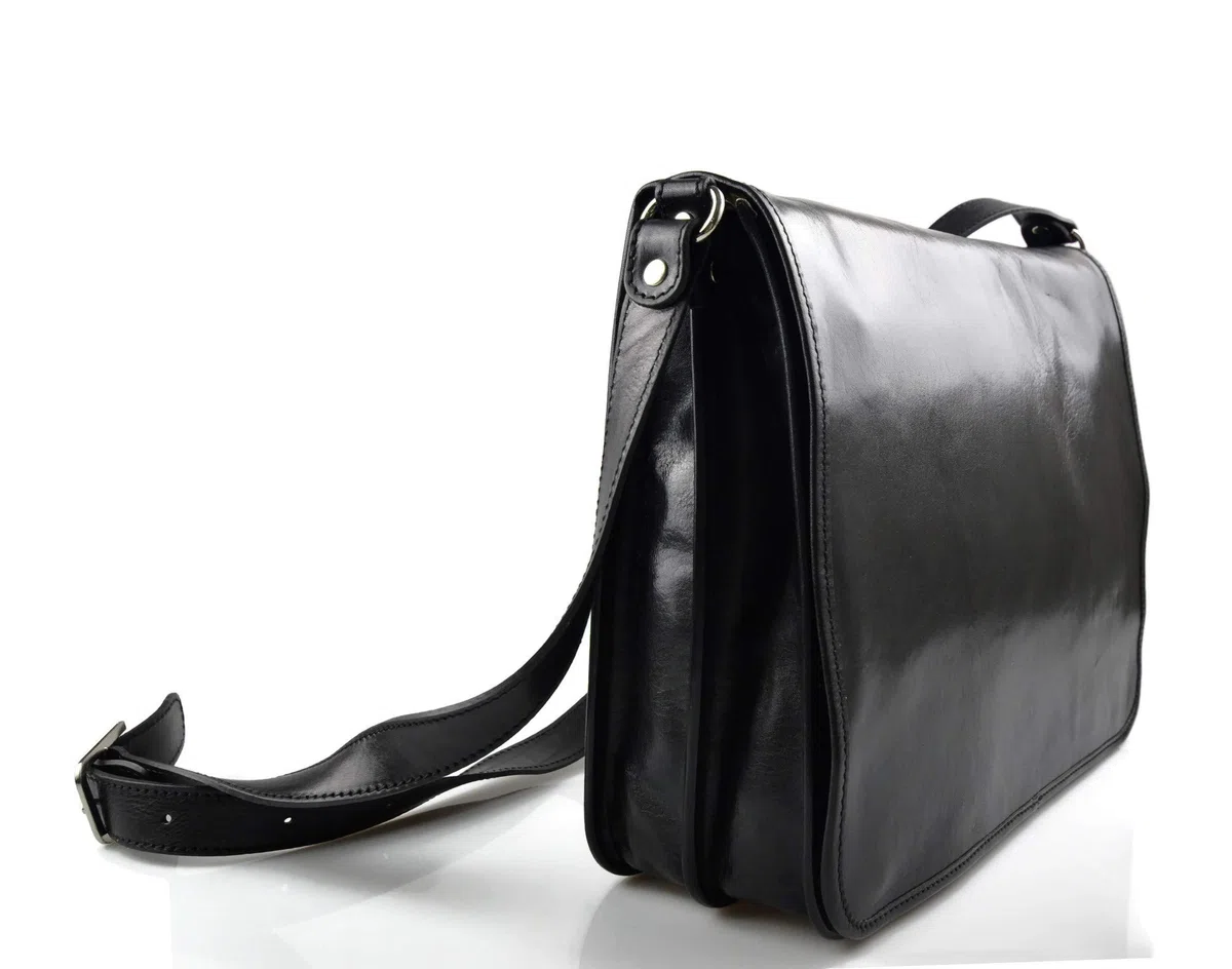 Borsa messenger uomo donna borsa a tracolla postino vera pelle made in Italy business borsa ufficio nero