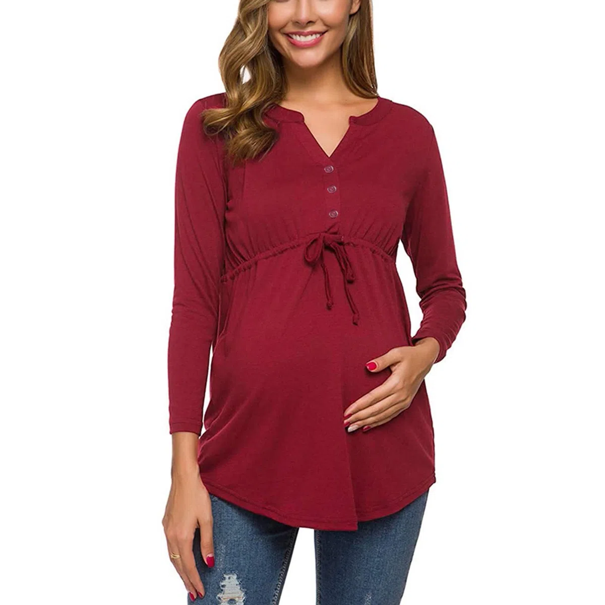 Premaman Top L'Allattamento al Seno Donna Felpa Premaman Allattamento Maglia Trasparente con Maniche Lunghe per Gravidanza T-Shirt maternità in Cotone Magliette di maternità Donna Bluse Camicetta Tops
