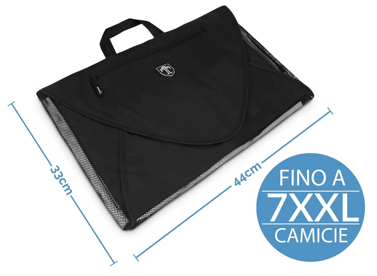 TRAVANDO Borsa per Camicie Con Aiuto Pieghevole | Organizer da Viaggio per Camicie e Camicette Senza Grinze | Borsa Abbigliamento Con Copertura