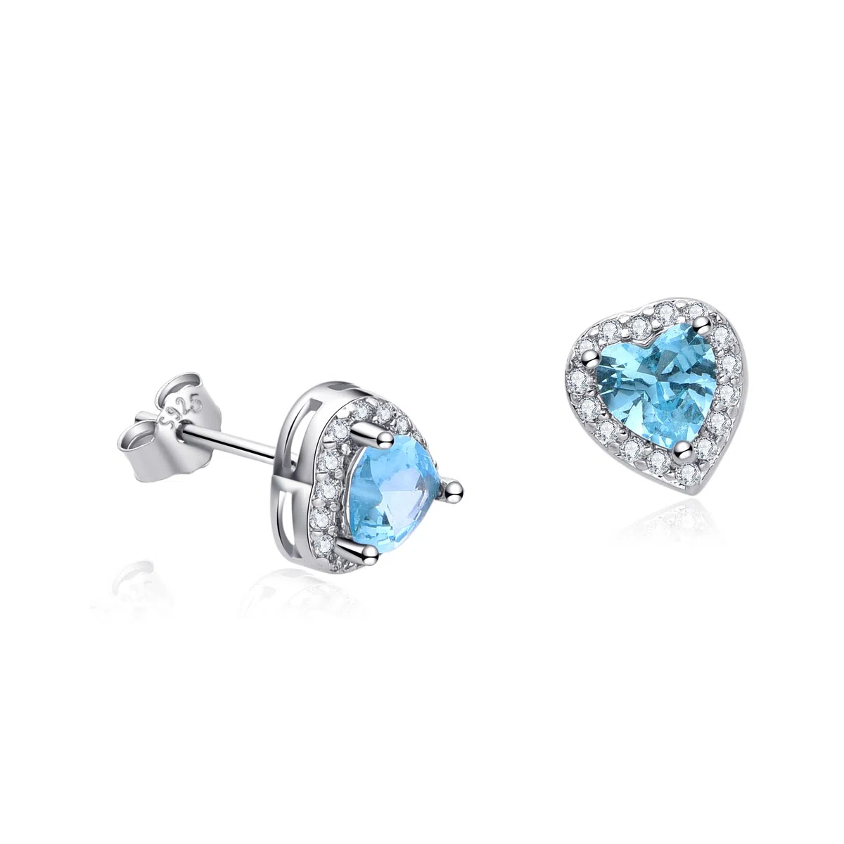 Dada Gioielli - Orecchini Argento 925 Cuore 8mm Punto Luce Con Zirconi Brillanti