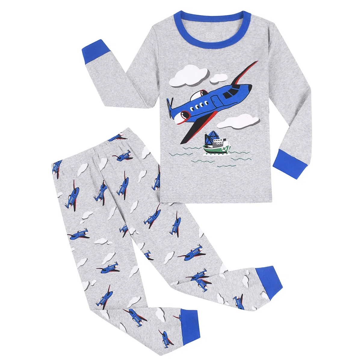 Pigiama per Bambini Ragazzo Dinosauro Manica Lunga Cotone Inverno Natale Abbigliamento da Notte 3-9 Anni