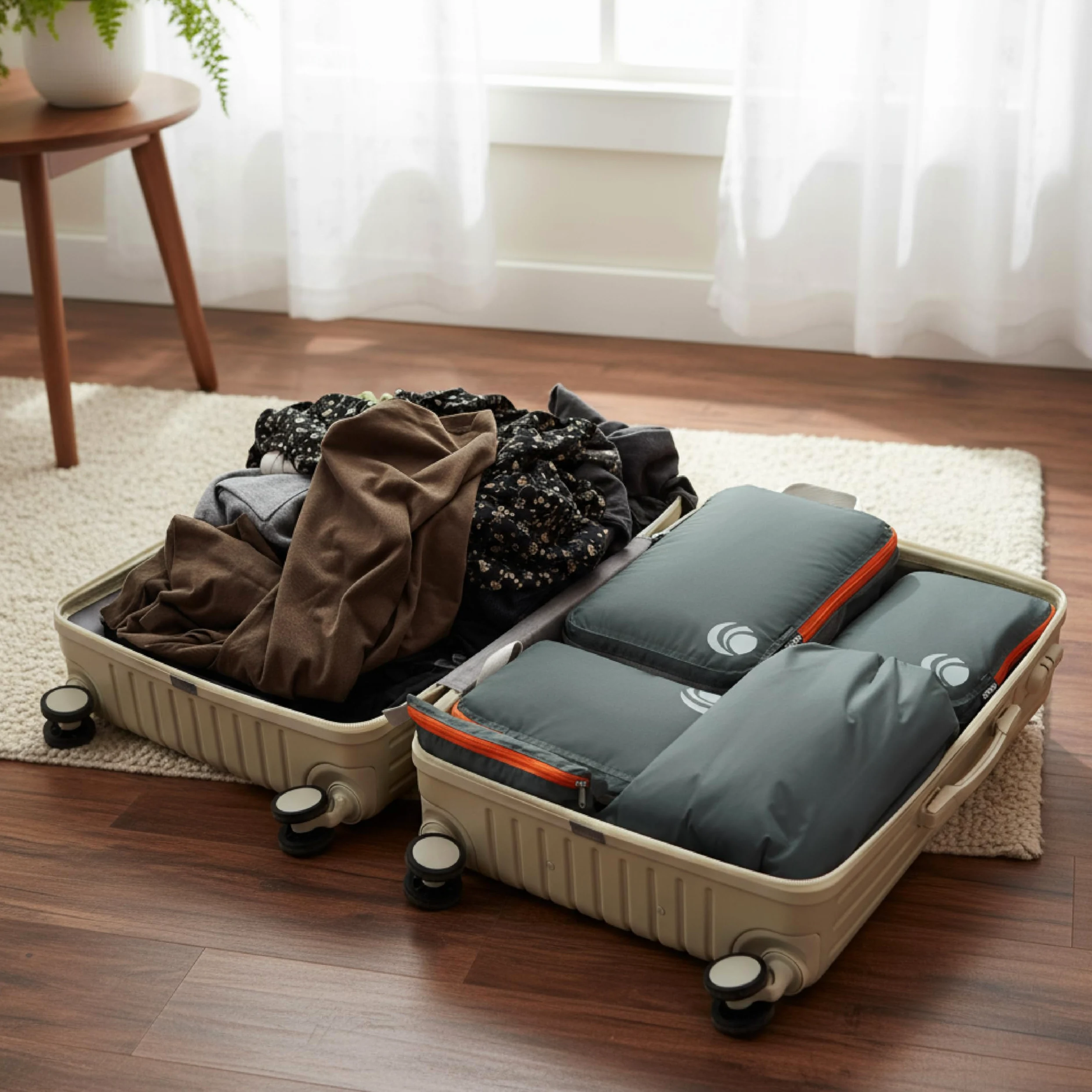 Cipway Set di cubi da imballaggio a compressione, organizer da viaggio espandibile ultraleggero per bagaglio a mano (grigio, 3 pezzi)