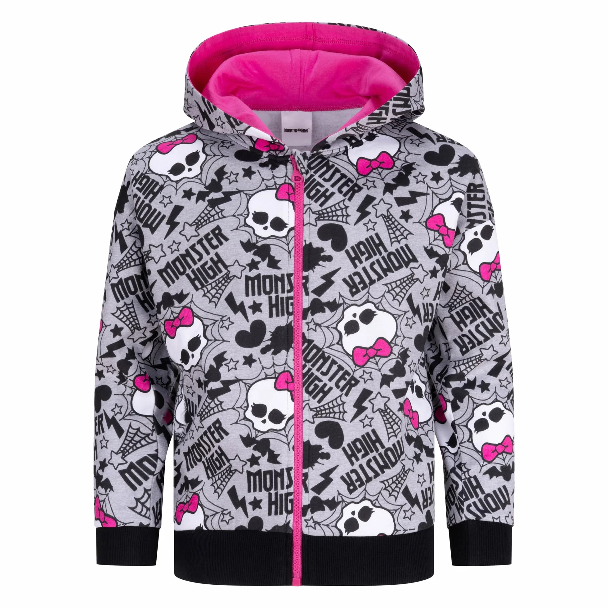Mattel Monster High Felpa con Cappuccio e Zip per Bambine, Grigio
