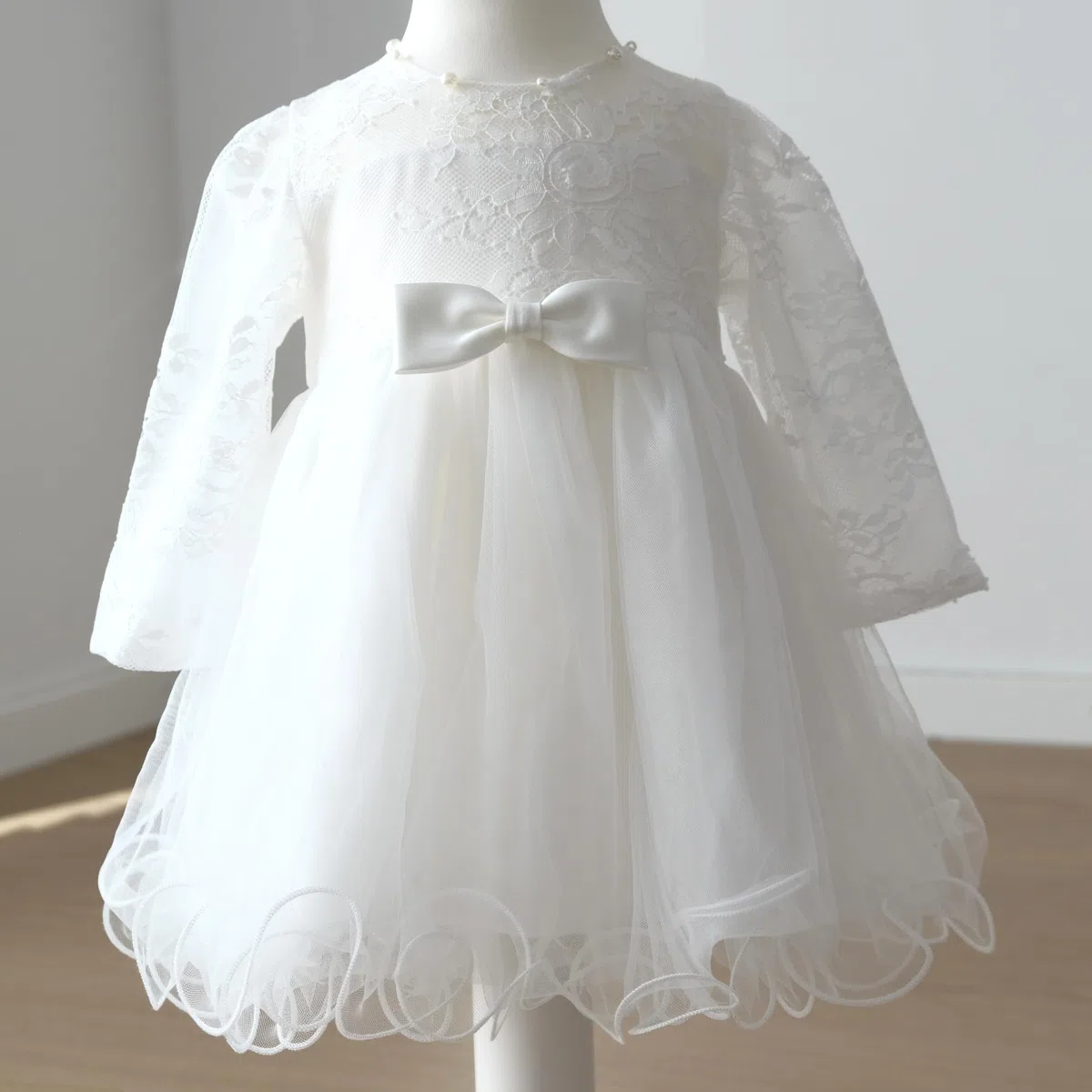 Abito da Battesimo per Bambina in Tulle a Maniche Lunghe M28