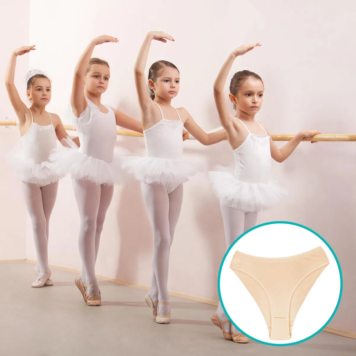 Artomnivera 3 Pack Girls Dance Underwear – Seamless High-Waisted Ballet Knickers for Dance Gymnastics – Skin Coloured Pants for Girls Aged 3–12 – Nude Ballet Briefs & Gym Pants