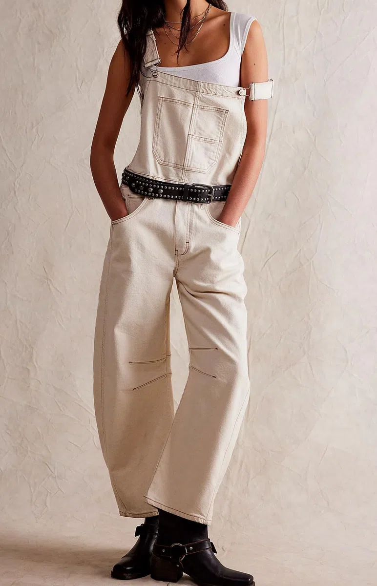 loveimgs Tuta da donna Y2k Baggy Barrel Jeans Tuta a gamba larga Denim Pantaloni Salopette Tuta Boyfriend Patchwork Jeans